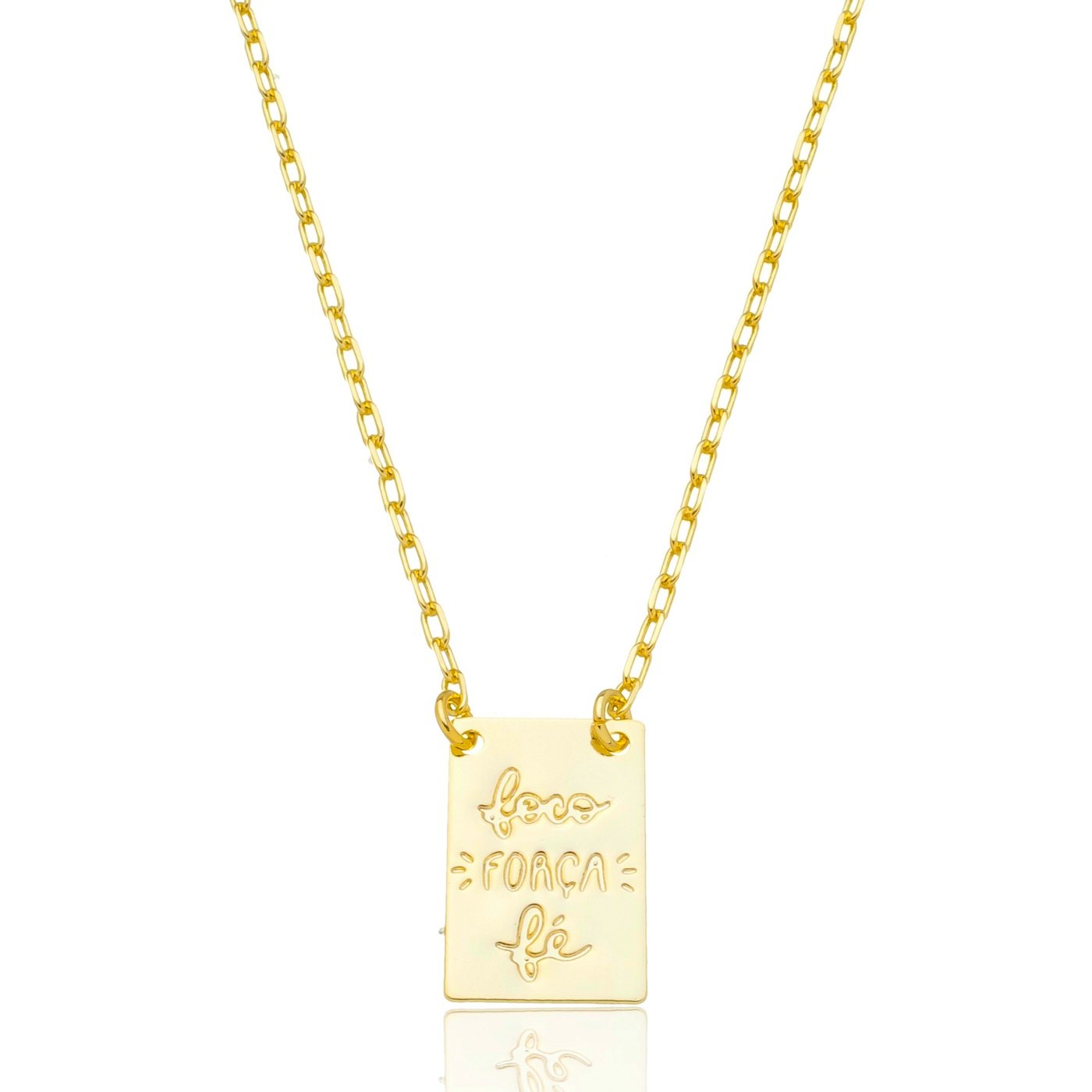 COLAR ART FORÇA FOCO FÉ DOURADO FOLHEADO