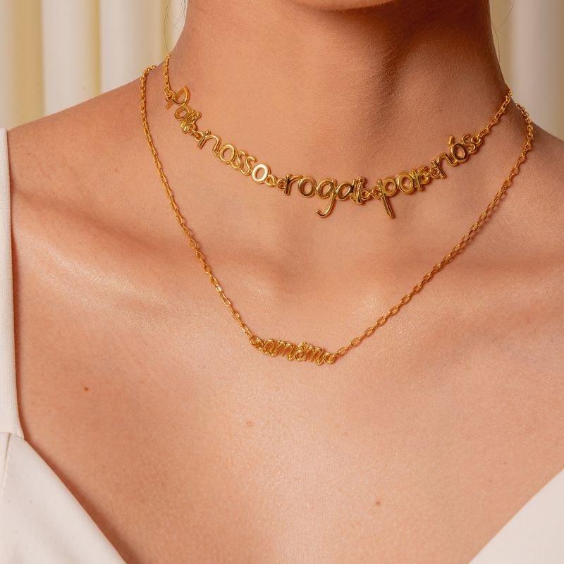 COLAR AMÉM BANHADO A OURO 18K