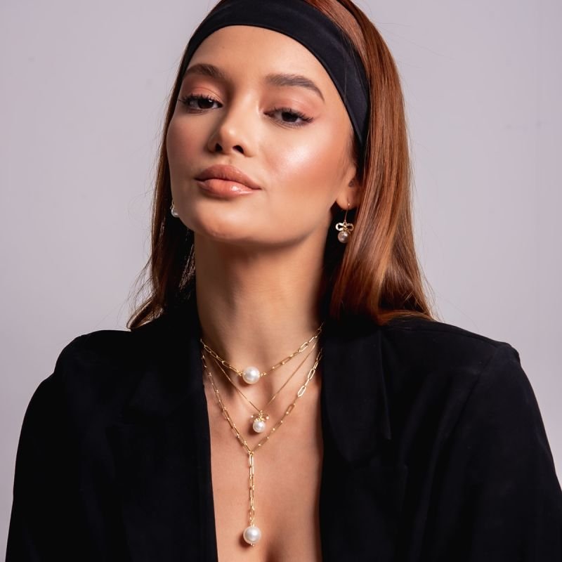 COLAR ANDY PÉROLA DOURADO FOLHEADO