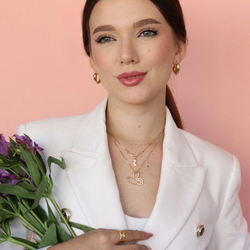 COLAR CACHORRINHO COM ZIRCÔNIAS BANHADO A OURO 18K