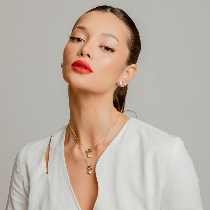 COLAR CORAÇÃO CRISTAL MENINO DOURADO FOLHEADO