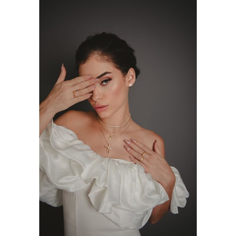 COLAR CRUZ MODERN ZIRCÔNIAS DOURADO FOLHEADO