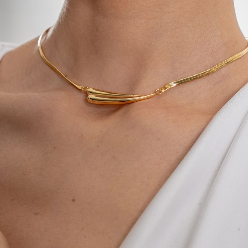 COLAR DUAS GOTAS BANHADO A OURO 18K