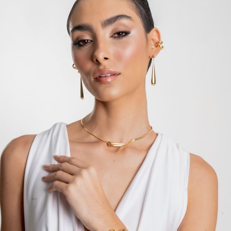 COLAR DUAS GOTAS BANHADO A OURO 18K