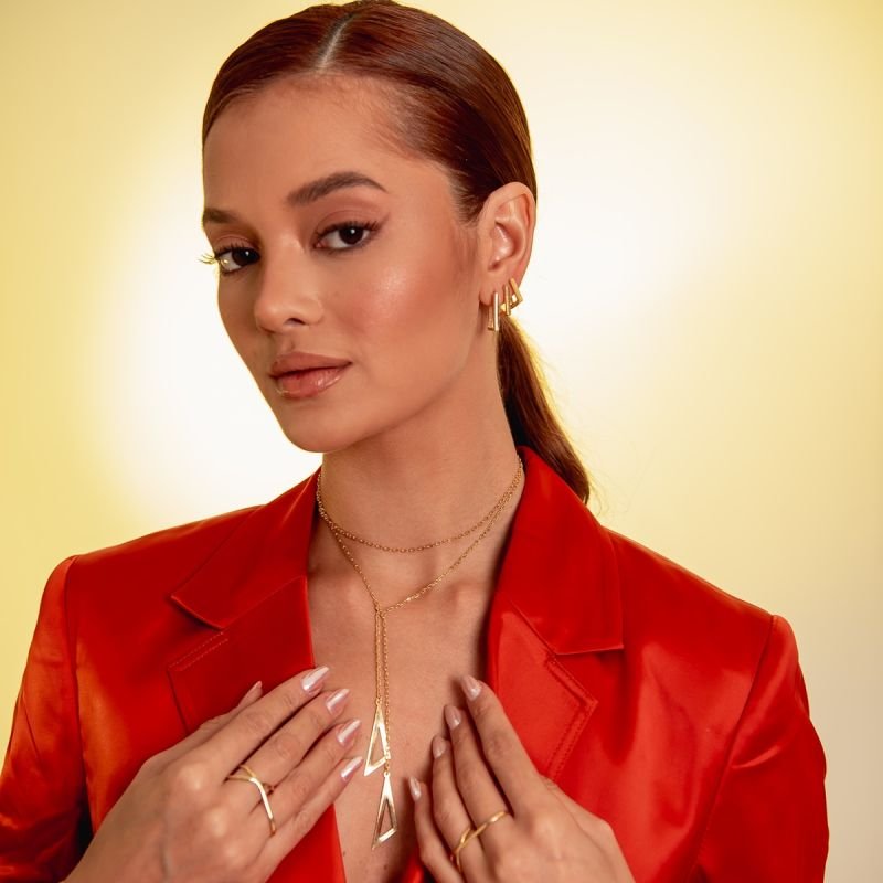 COLAR DUPLO GRAVATA SCALENE BANHADO A OURO 18K