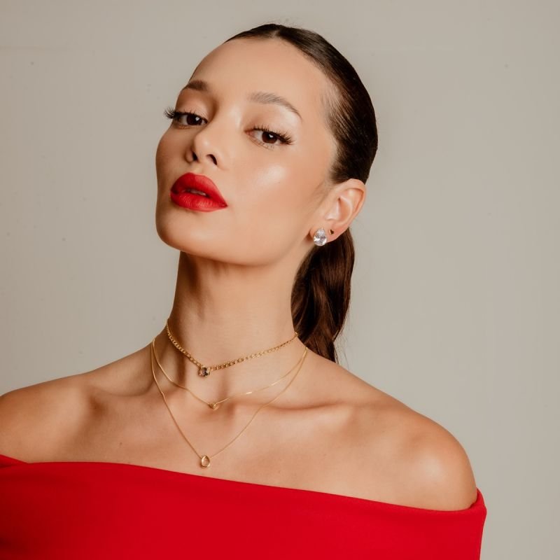 COLAR GOTA VAZADA 7MM BANHADO A OURO 18K