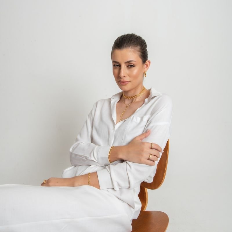 COLAR GRAVATA BASIC RECORTE RETO BANHADO A OURO 18K