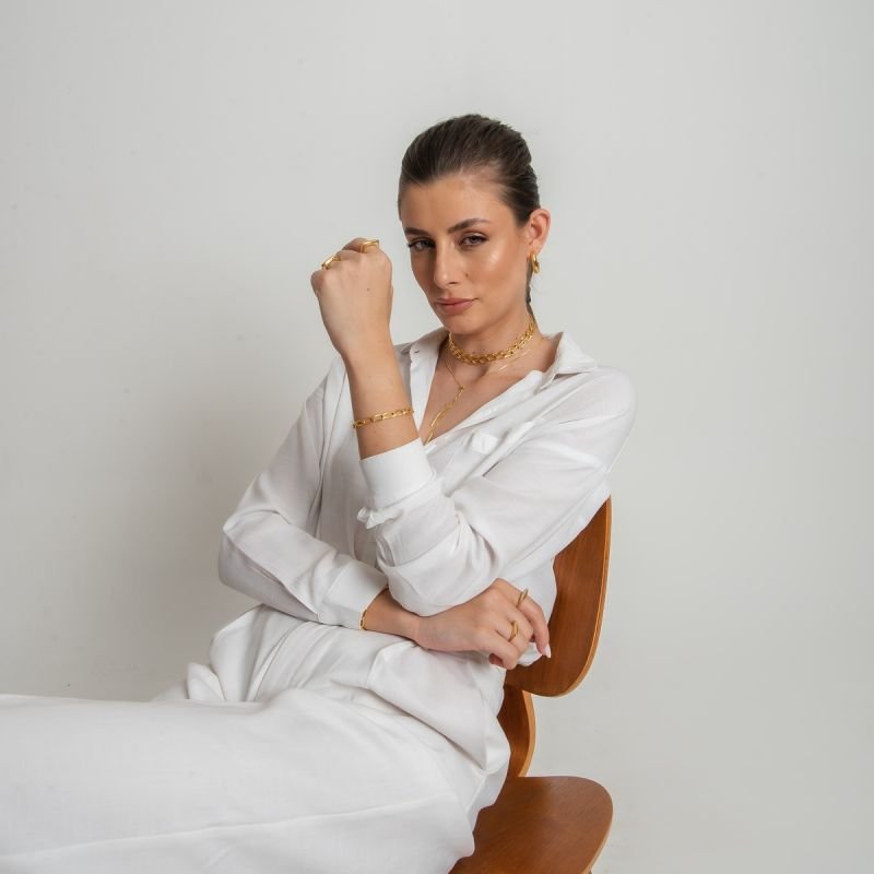 COLAR GRAVATA BASIC RECORTE RETO BANHADO A OURO 18K