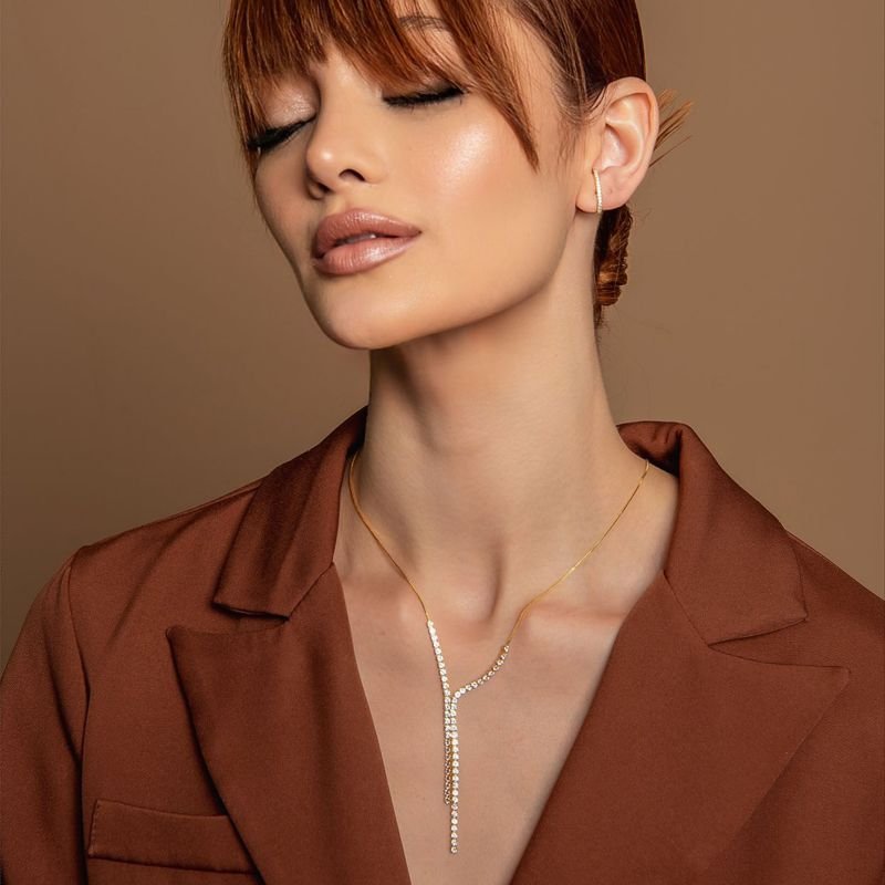 COLAR GRAVATA ZIRCÔNIA 3 MM BANHADO A OURO 18K