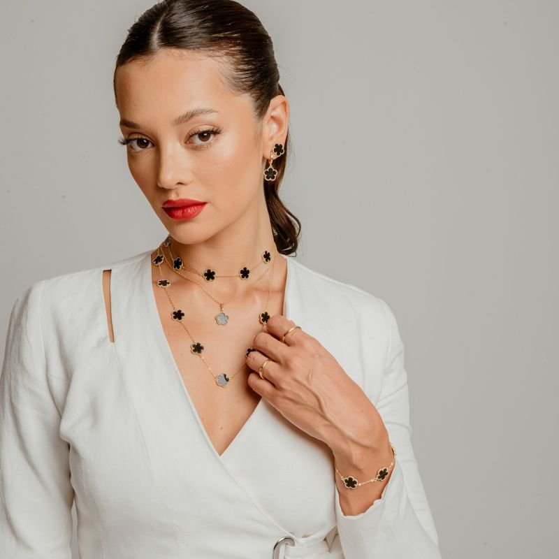 COLAR LONGO BLUME BLACK 14MM BANHADO A OURO 18K