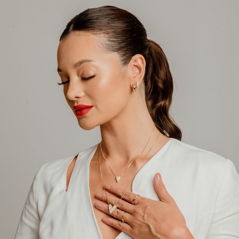 COLAR LONGO CORAÇÃO COM ZIRCÔNIA G DOURADO FOLHEADO