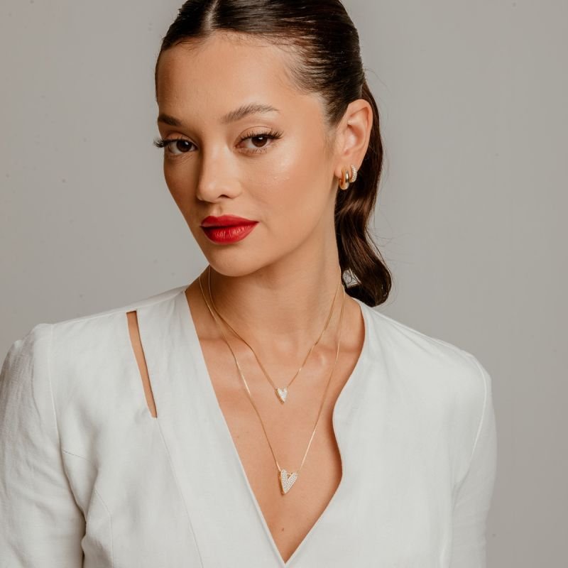 COLAR LONGO CORAÇÃO COM ZIRCÔNIA G DOURADO FOLHEADO