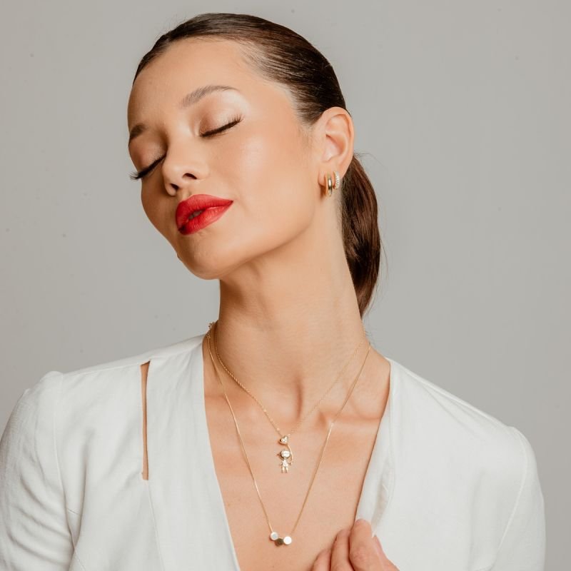 COLAR LONGO TRIO CIRCULAR DOURADO FOLHEADO