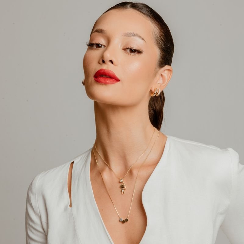 COLAR LONGO TRIO CIRCULAR DOURADO FOLHEADO