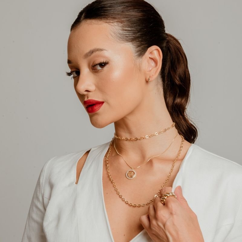 COLAR MÃE E FILHO DETALHADO BANHADO A OURO 18K