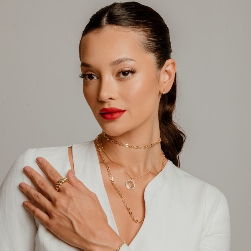 COLAR MÃE E FILHO DETALHADO BANHADO A OURO 18K