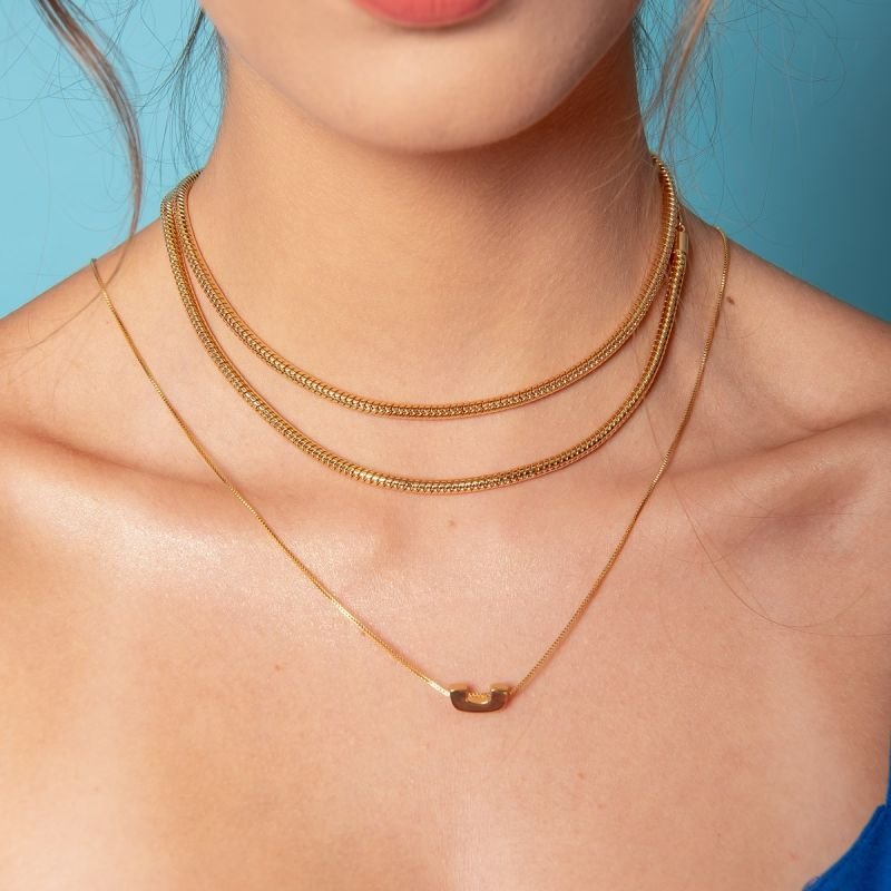 COLAR MONTANHA OCEAN P DOURADO FOLHEADO