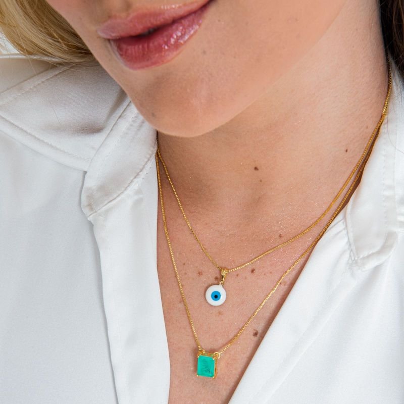 COLAR OLHO GREGO BASIC BANHADO A OURO 18K