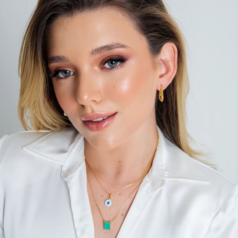 COLAR OLHO GREGO BASIC BANHADO A OURO 18K