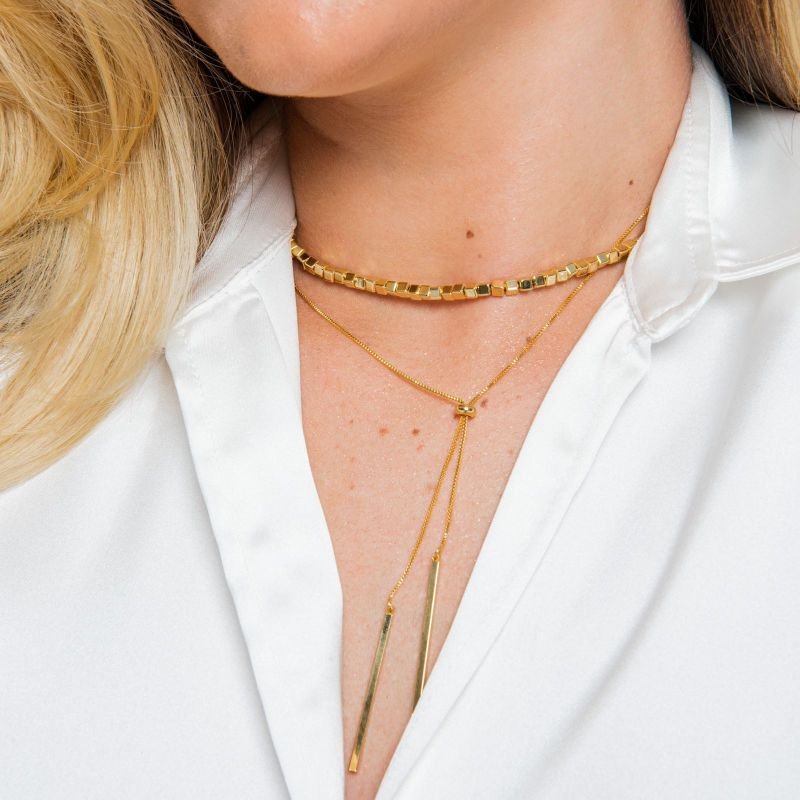 COLAR GRAVATA PALITOS BANHADO A OURO 18K