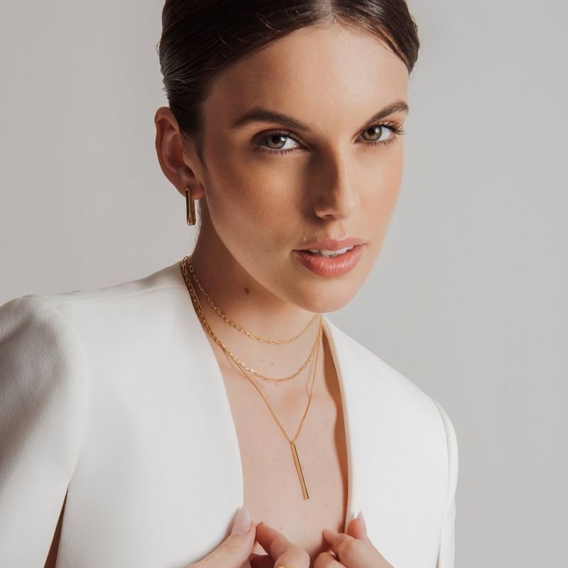 COLAR PALITO RETANGULAR BANHADO A OURO 18K