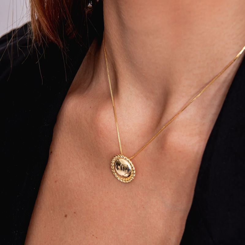 COLAR CIRCULO TRANÇADO BANHADO A OURO 18K