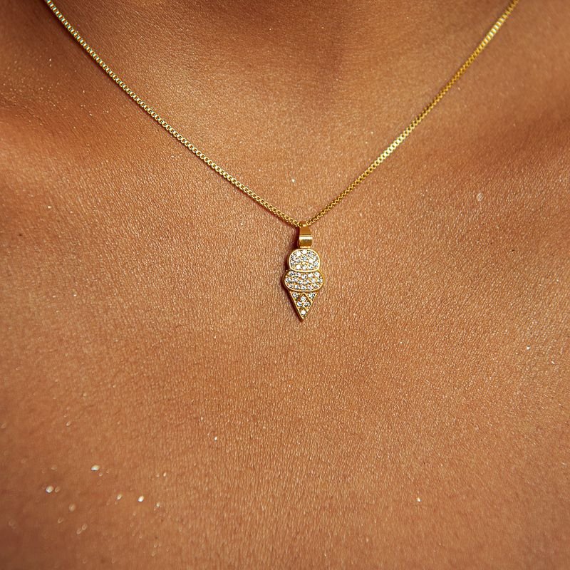 COLAR SORVETE ZIRCÔNIAS BANHADO A OURO 18K