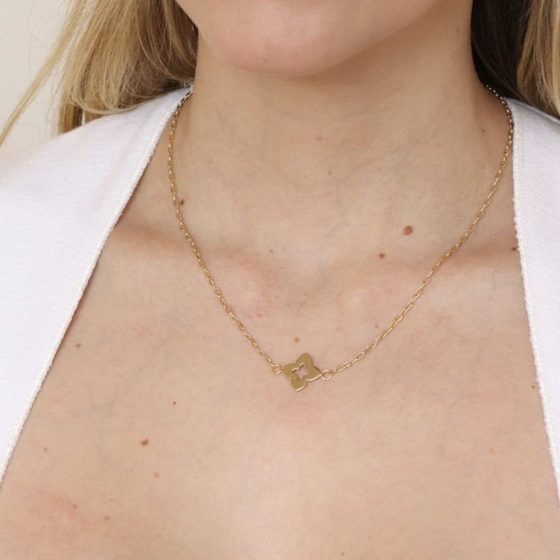 COLAR TREVO ÁUREA BANHADO A OURO 18K