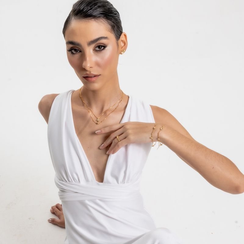 COLAR TREVO LISO BANHADO A OURO 18K