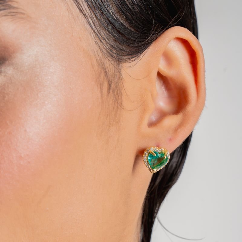 CONJUNTO AME VERDE ZIRCÔNIA BANHADO A OURO 18K