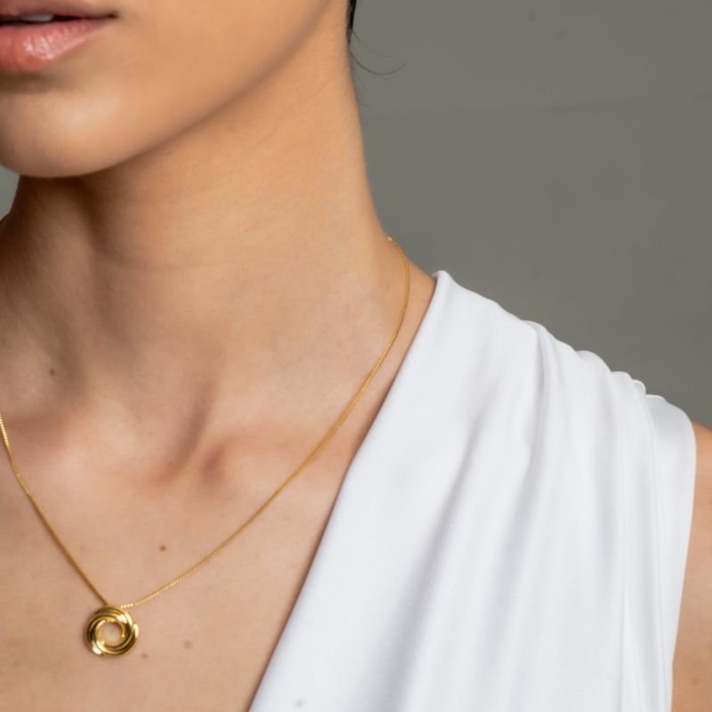 CONJUNTO CIRCULO ESPIRAL BANHADO A OURO 18K