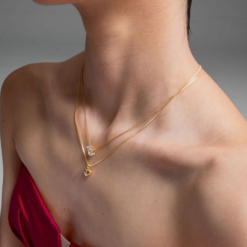 CONJUNTO CORAÇÃO ROYALE BANHADO A OURO 18K