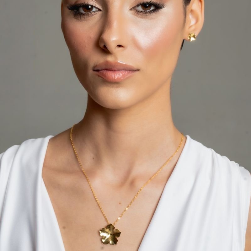 CONJUNTO FLOR ELIS BANHADO A OURO 18K