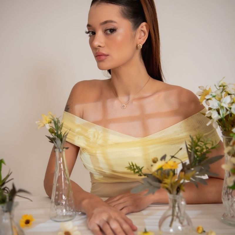 CONJUNTO FLORECER ROSA BANHADO A OURO 18K