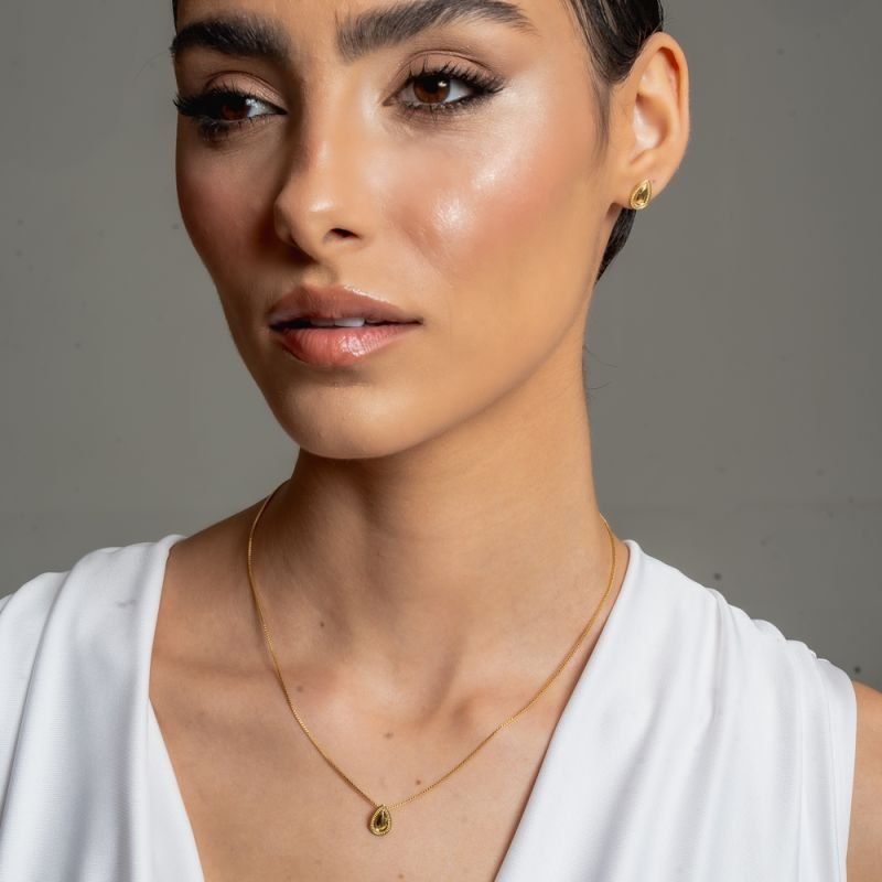 CONJUNTO GOTA LIZZI BANHADO A OURO 18K