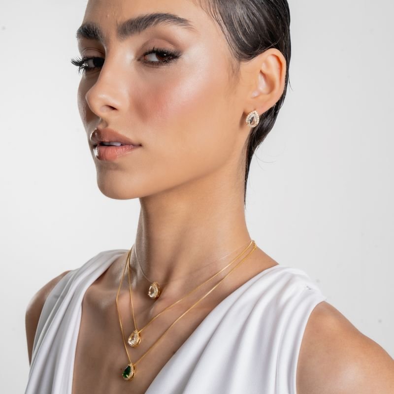 CONJUNTO IMPÉRIO CRISTAL ZIRCÔNIA BANHADO A OURO 18K