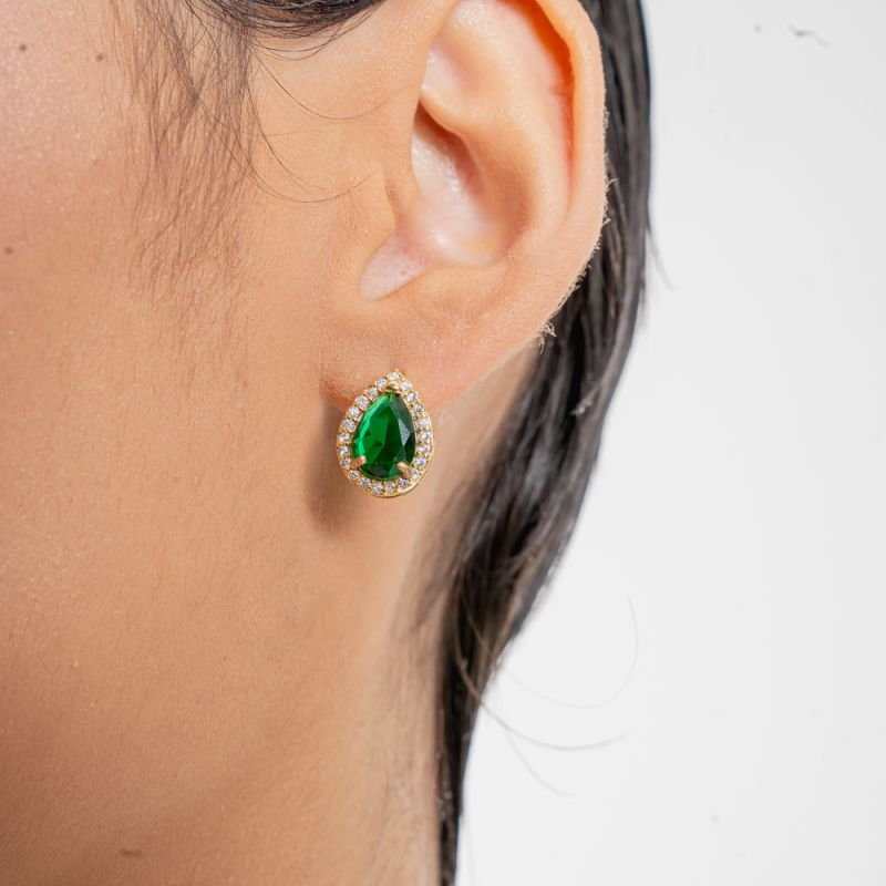 CONJUNTO IMPÉRIO VERDE ZIRCÔNIA BANHADO A OURO 18K