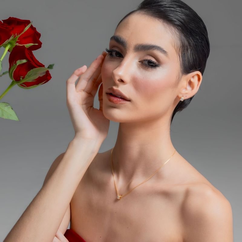 CONJUNTO QUADRADO 5MM ZIRCÔNIA BANHADO A OURO 18K