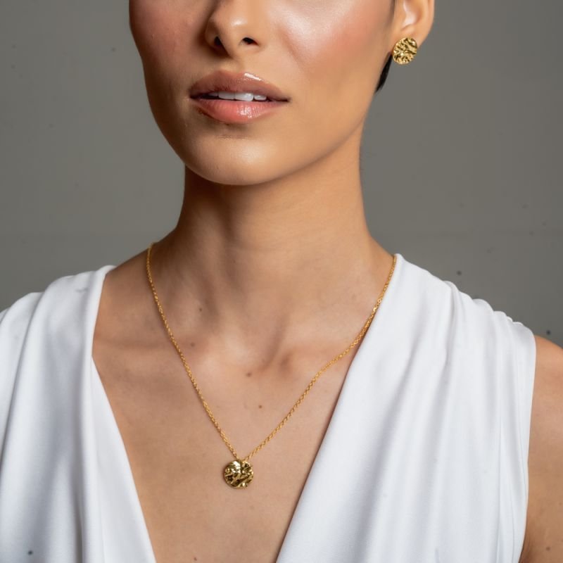 CONJUNTO REDONDO ORGANICO BANHADO A OURO 18K