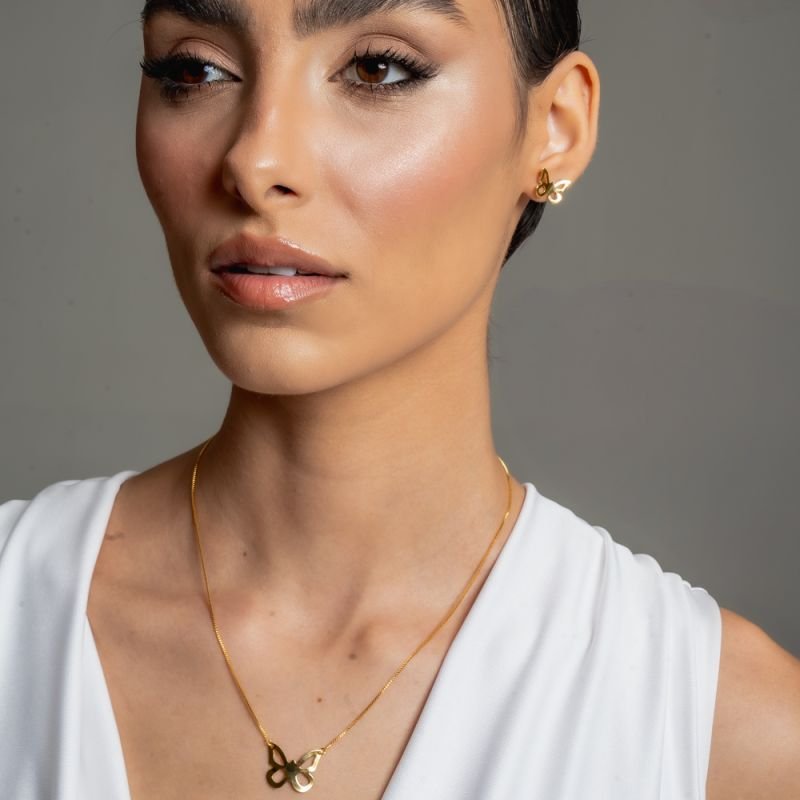 CONJUNTO WINGS BANHADO A OURO 18K