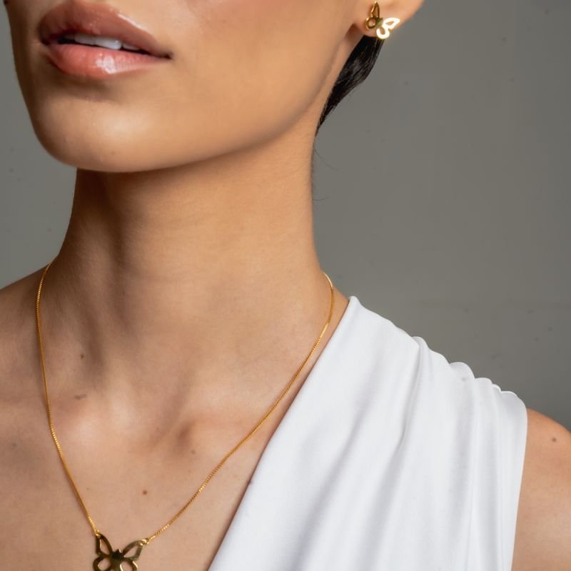 CONJUNTO WINGS BANHADO A OURO 18K