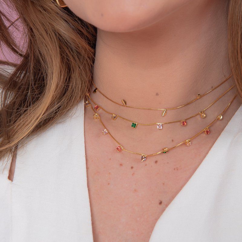 CHOKER SEMENTE LISA PEQUENA FOLHEADO A OURO
