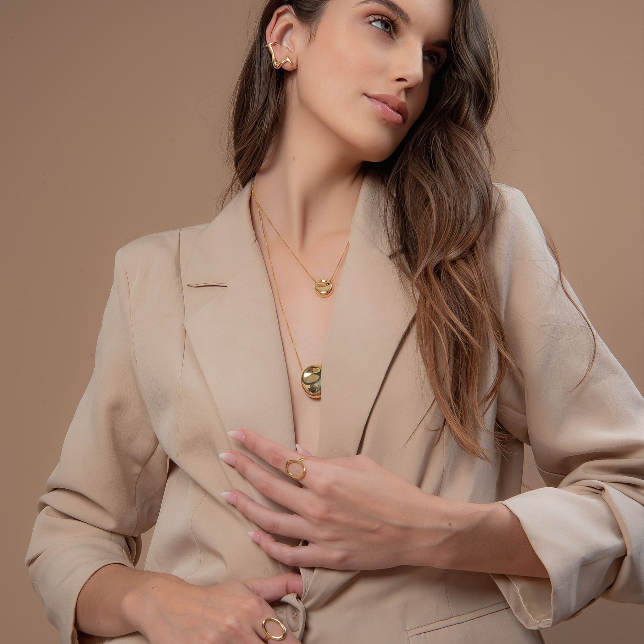 BRINCO EAR CUFF ORGANIC DOURADO FOLHEADO