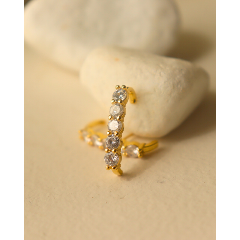 EAR HOOK CAMINHO ZIRCÔNIA 4MM BANHADO A OURO 18K