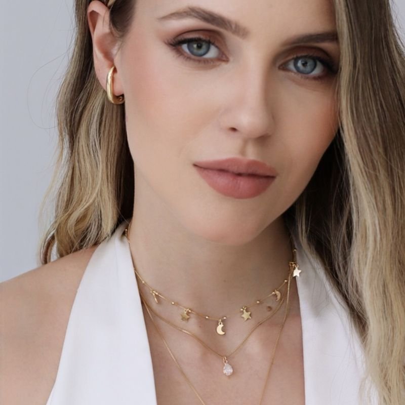 EAR HOOK LISO MEDIO 3MM BANHADO A OURO 18K