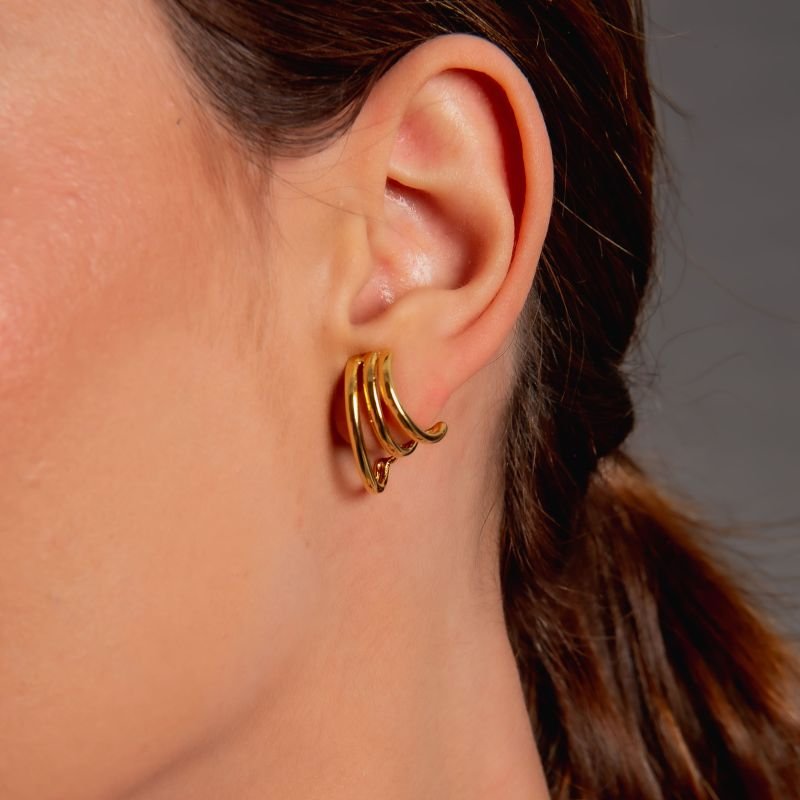 EAR HOOK TRÊS PALITOS DEGRADE DOURADO FOLHEADO