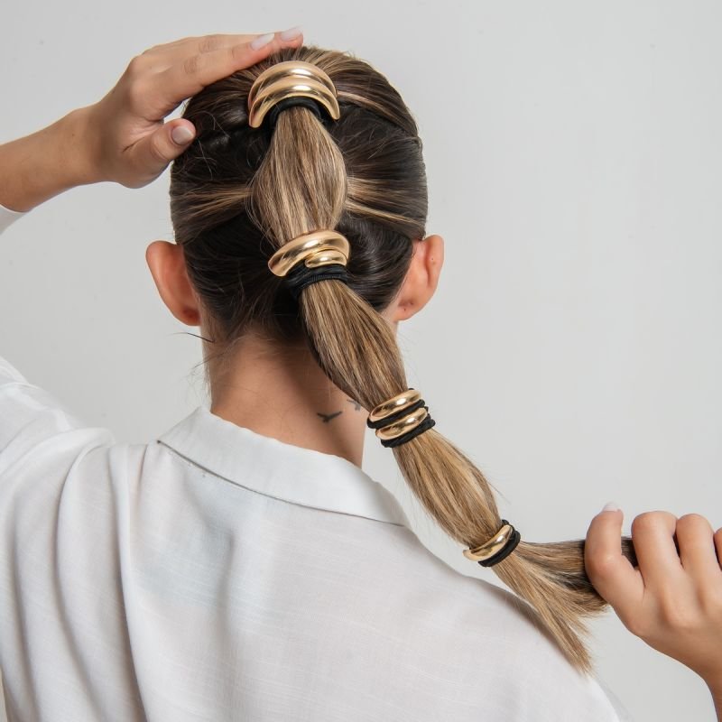 ELÁSTICO DE CABELO MODERN P BANHADO A OURO 18K
