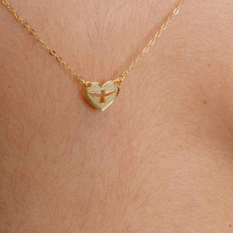 ESCAPULARIO JESUS E ESPIRITO SANTO BANHADO A OURO 18K