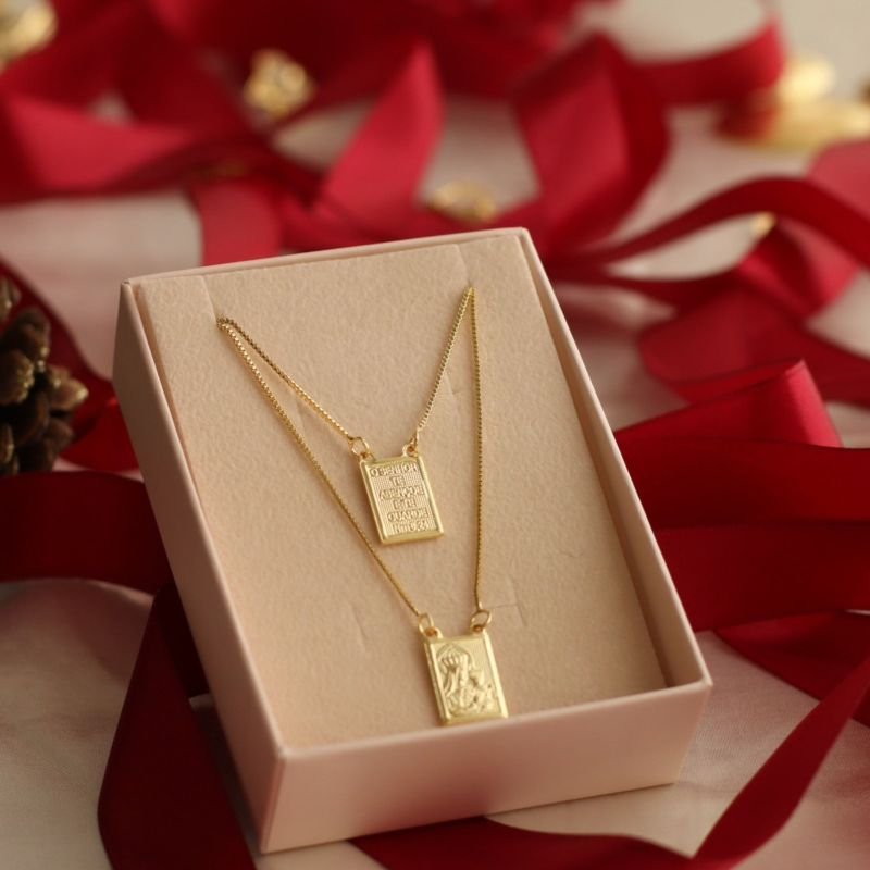 ESCAPULARIO JESUS E N. SENHORA DO CARMO BANHADO A OURO 18K