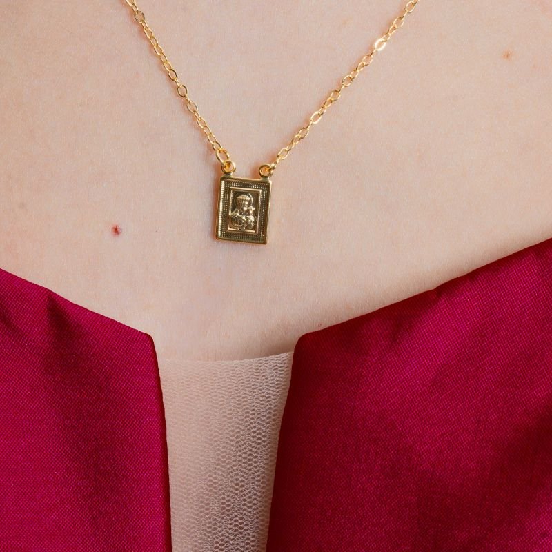 ESCAPULARIO N. SENHORA DO CARMO E ESPIRITO SANTO BANHADO A OURO 18K